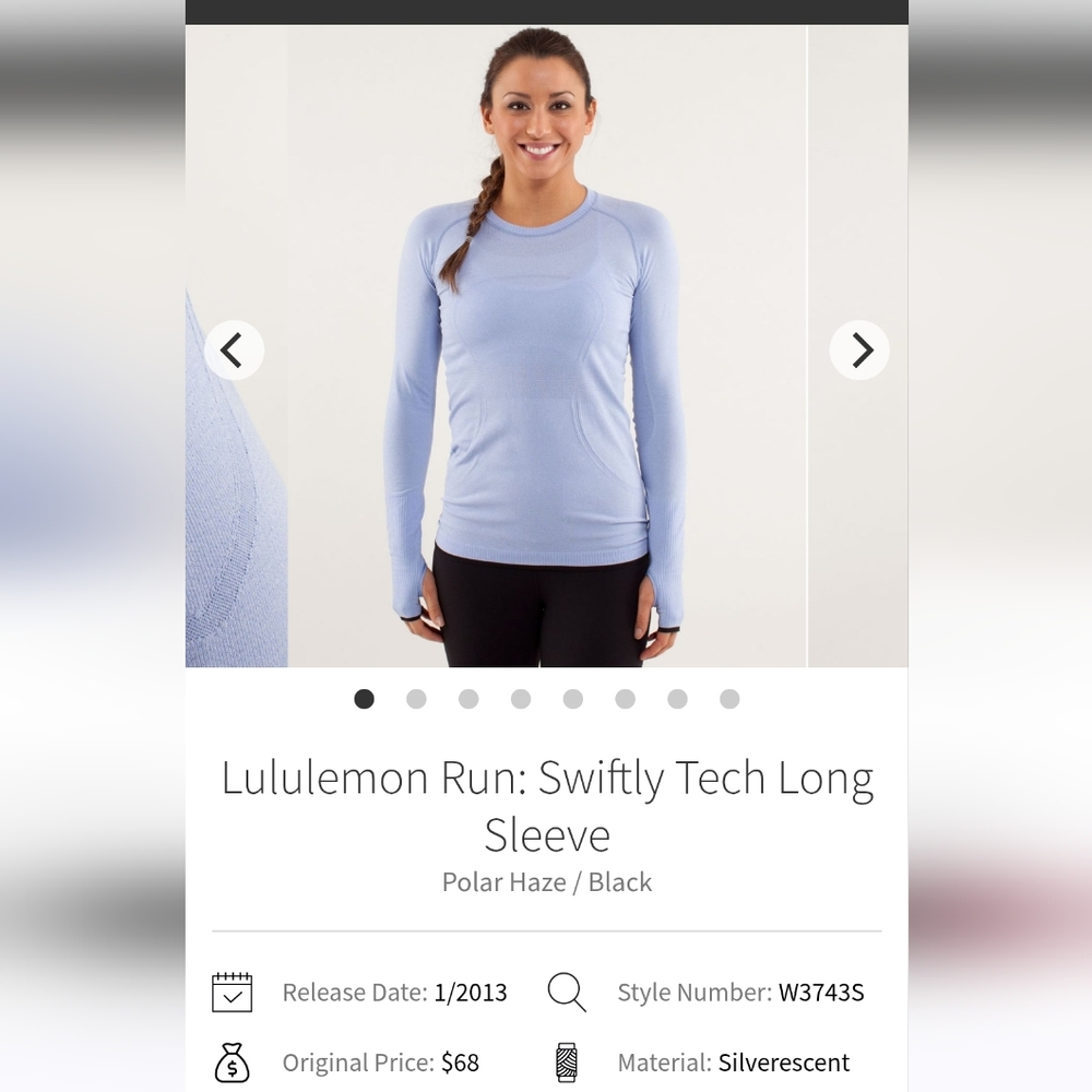 lululemon athletica Swiftly Tech Long Sleeve Top in Polar Haze and Black
